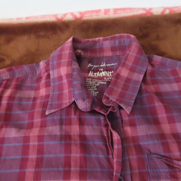 Rare Bryan Herman x Altamont Button Up Shirt Short Sleeve Purple Men’s Large - Picture 5 of 7